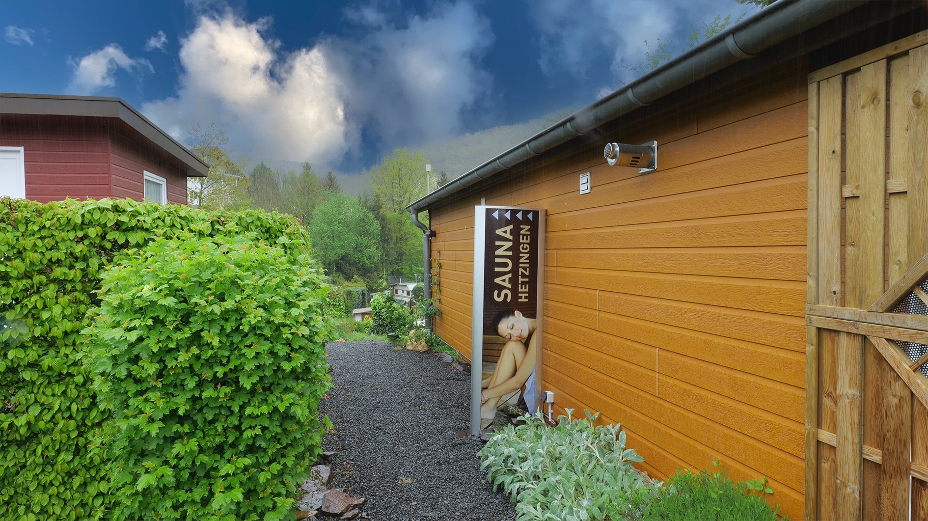 Weg zur Sauna